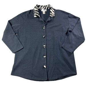 Composure Corduroy Blouse  with a zebra print collar Size L